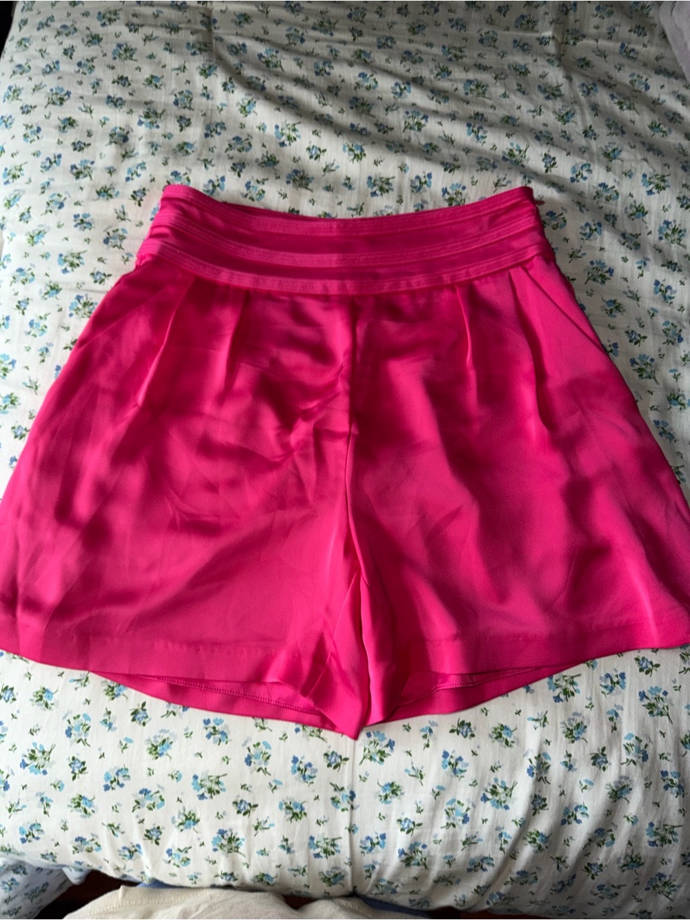 Ramy Brook Hot Pink High-Waist Flare Shorts